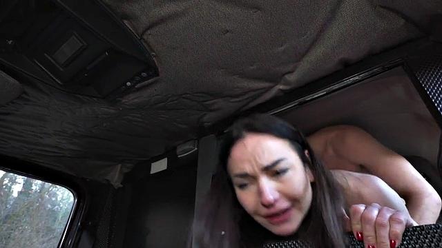 Throating cab POV slut drilled in doggystyle