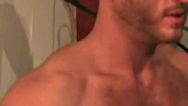 Amateur German hunk rides in 3some while jerked