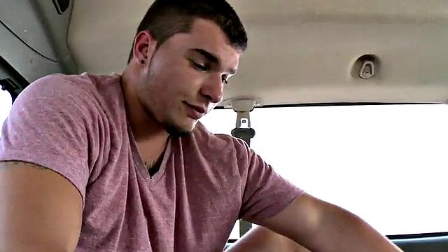 Str8 amateur stud fucks pierced gay in pickup bus