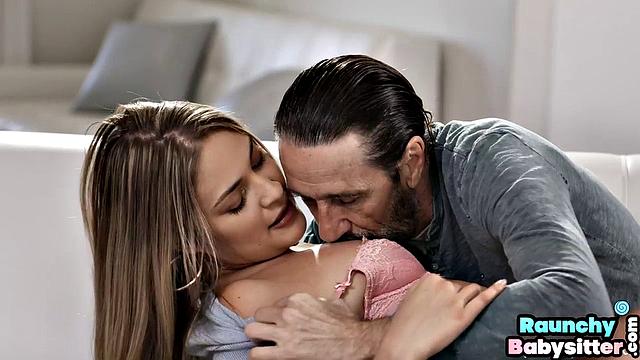 Stunning babe gets doggystyled by Dad