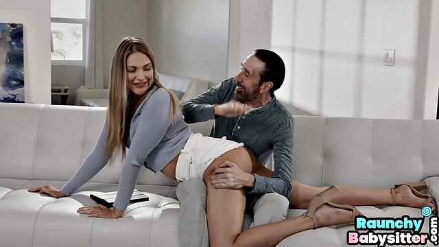 Stunning babe gets doggystyled by Dad