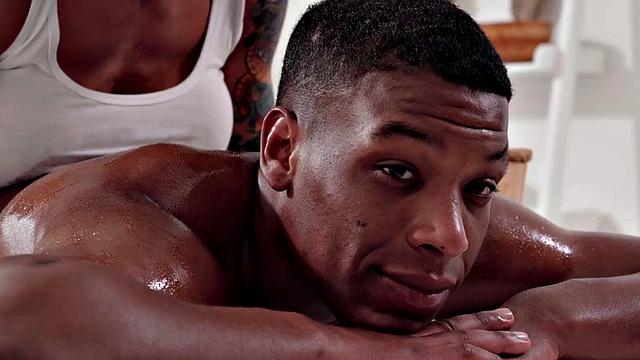 Curvy MILF with oiled big tits seducing BBC on massage