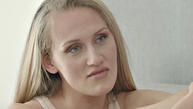 Busty desirable babe in lingerie rides man after kissing