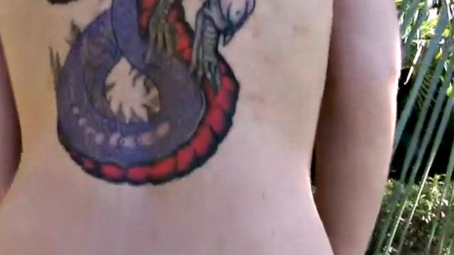 Lesbian Nina shown tits and pussy in the forest