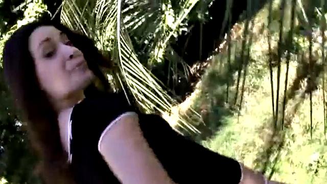 Lesbian Nina shown tits and pussy in the forest