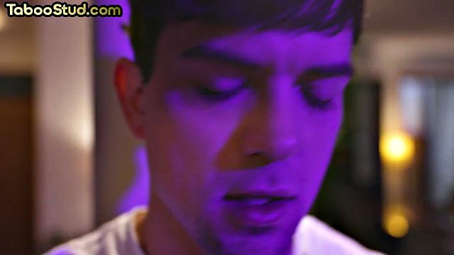 Busty stud analdrilled by muscled man