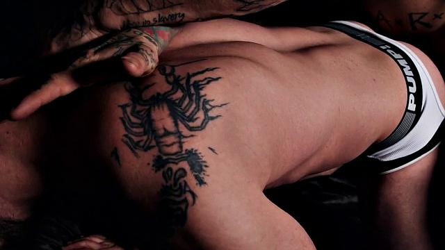 Barebacked stud drilled in anal by male dick