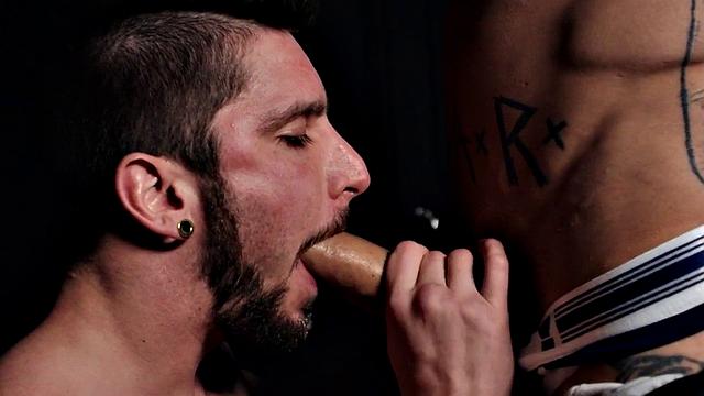 Barebacked stud drilled in anal by male dick