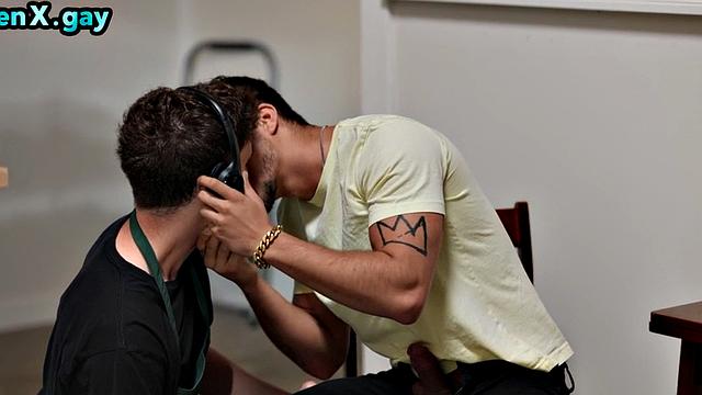 Manly stud bareback fucks 21yo twink waiter at work