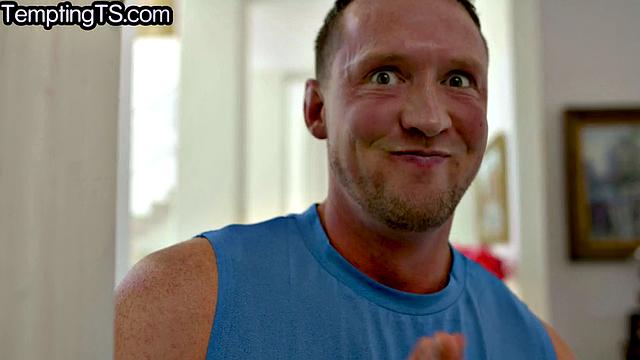 Redhead TS joins couple in 3some