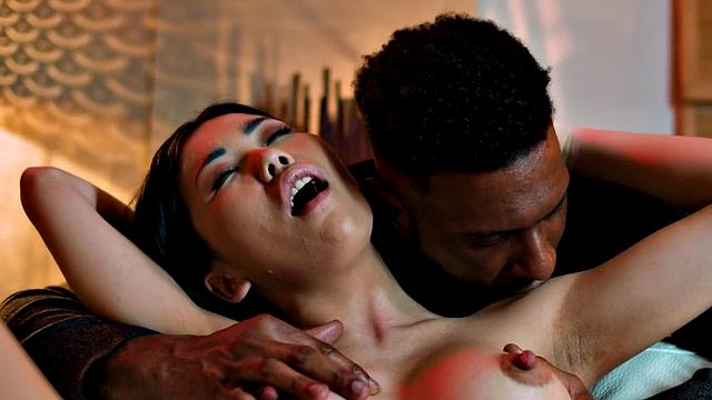Cock-sucking busty Asian babe nailed by BBC in doggy style