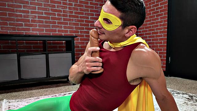 IR cosplay bottom barebacked by Black in leather