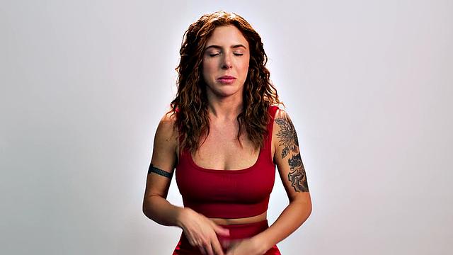 Beauty teasing herself with dildo