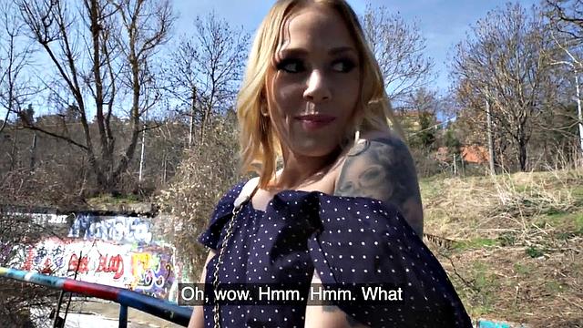 Tattooed slut banged by huge dick in wet pussy hole