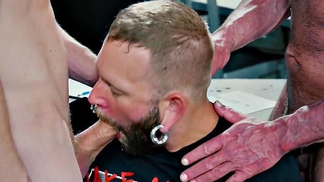 Fisting loving jock gets fisted in police 3some station