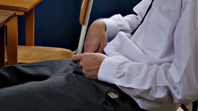 Young Will Sims likes older guys and has always had a thing for Victor, so he decides to see if he can entice the priest. At his desk, Will pulls out his hard and soon the two are kissing passionately.