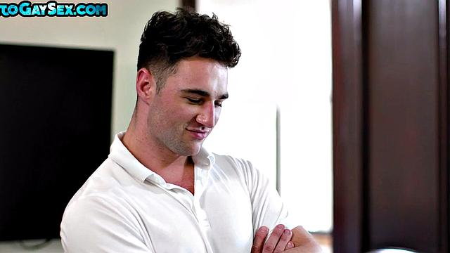 Muscled jock fucks stud with his hard dick