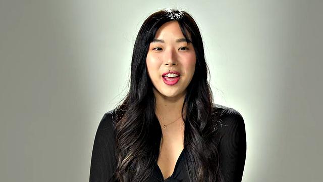 Casting solo Asian babe masturbates with fingers