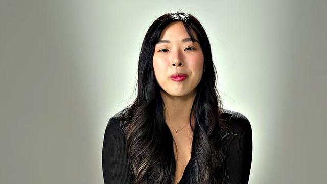 Casting solo Asian babe masturbates with fingers