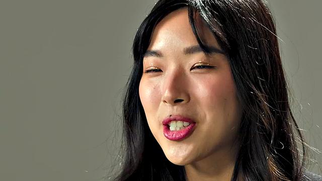 Casting solo Asian babe masturbates with fingers