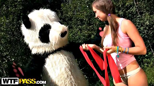 Black strapon fits tight pussy