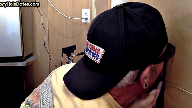 Gloryhole gaydaddy barebacked in sling by BF at home