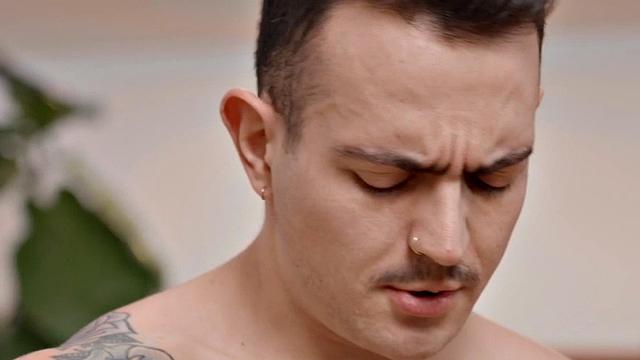 Inked solo eager jock wanks and cums after casting