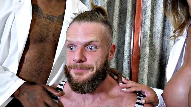 IR bisex nurse with huge boobs DP banged in 3some