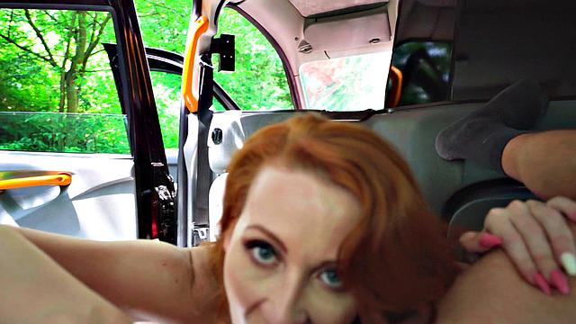 Czech cutie in red dress gets her big tits fingered and fucked in wild car ride