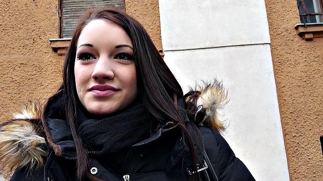 A Hungarian slut strip & beg for cash in hot POV action