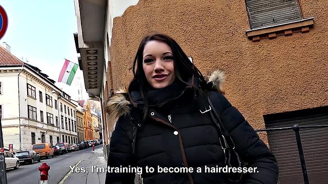 A Hungarian slut strip & beg for cash in hot POV action