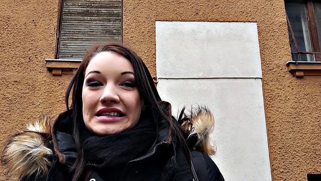 A Hungarian slut strip & beg for cash in hot POV action