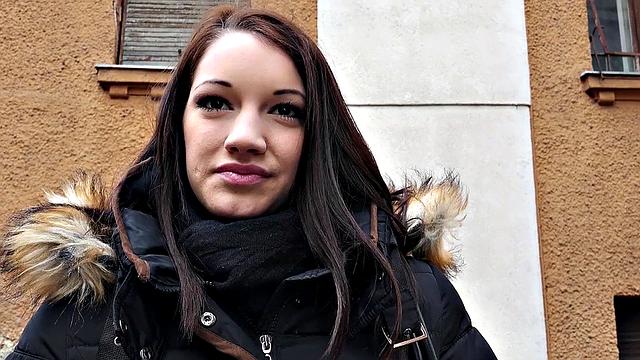 A Hungarian slut strip & beg for cash in hot POV action