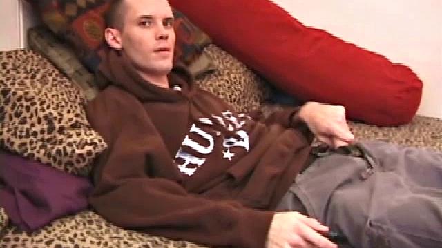 Straight from the skater park, young Logan was more than willing to drop by and show off his package. Once he strips naked and gets comfortable, this skater boy goes right to work stroking a boner.