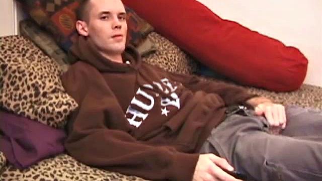 Straight from the skater park, young Logan was more than willing to drop by and show off his package. Once he strips naked and gets comfortable, this skater boy goes right to work stroking a boner.