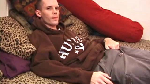 Straight from the skater park, young Logan was more than willing to drop by and show off his package. Once he strips naked and gets comfortable, this skater boy goes right to work stroking a boner.