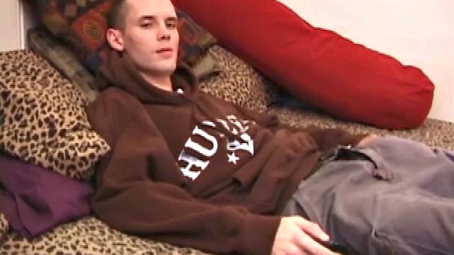 Straight from the skater park, young Logan was more than willing to drop by and show off his package. Once he strips naked and gets comfortable, this skater boy goes right to work stroking a boner.