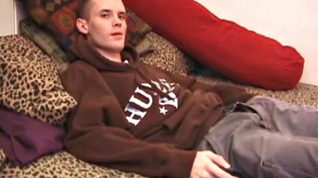 Straight from the skater park, young Logan was more than willing to drop by and show off his package. Once he strips naked and gets comfortable, this skater boy goes right to work stroking a boner.