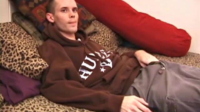 Straight from the skater park, young Logan was more than willing to drop by and show off his package. Once he strips naked and gets comfortable, this skater boy goes right to work stroking a boner.