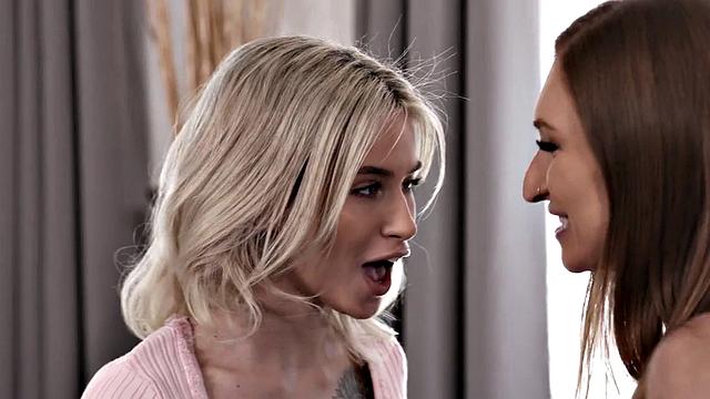 Sapphic petite lez strapon fucked by her nympho BFF