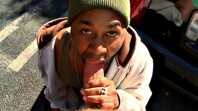 Black amateur fucked on public parking lot outdoor