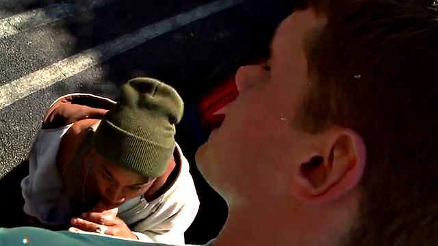 Black amateur fucked on public parking lot outdoor