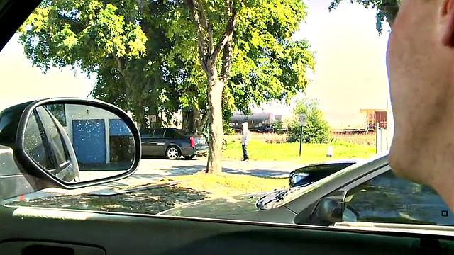 Black amateur fucked on public parking lot outdoor