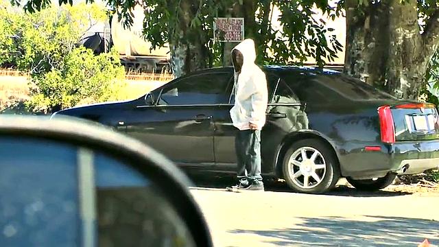 Black amateur fucked on public parking lot outdoor