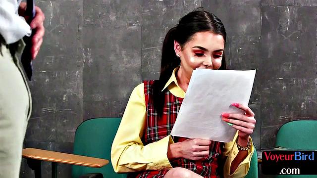 Uniform voyeur giving JOI to professor