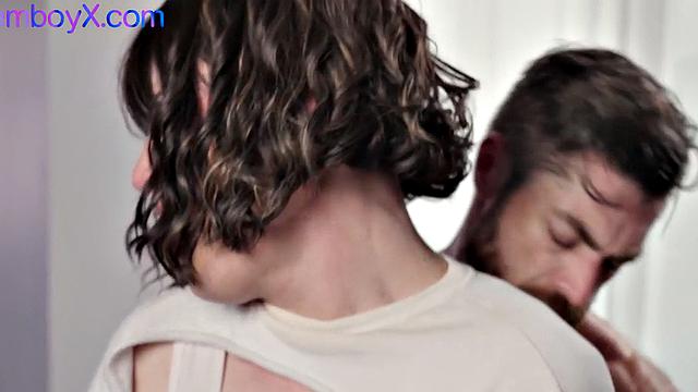 Lingerie femboy gets fucked bareback in asshole by top stud