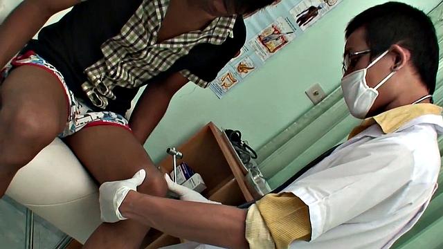 Asia twink fingered and breeded by medic for cum