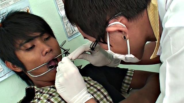 Asia twink fingered and breeded by medic for cum