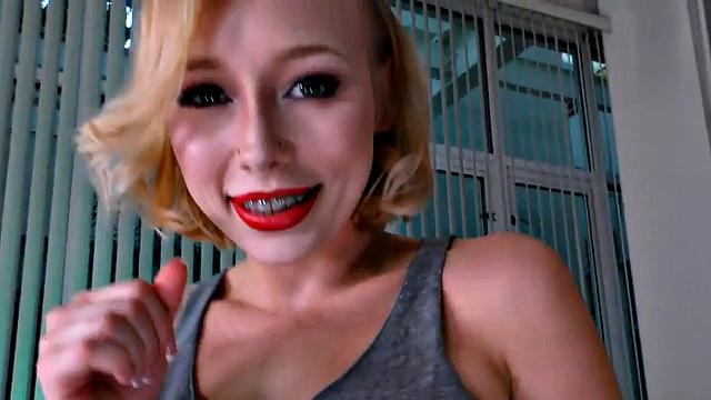 Small boobs HJ GF wanks oiled POV cock while talking dirty