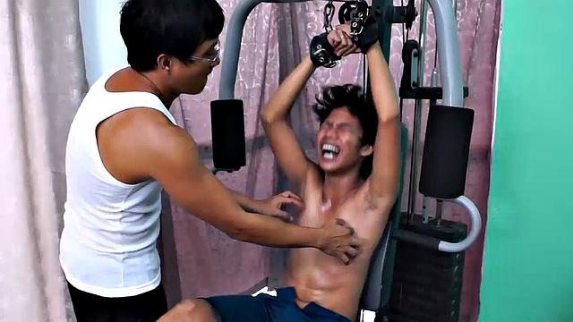 These boys just keep coming for a workout, and they surely get one! This time Asian cutie Idol gets restrained to the equipment for a hearty tickle workout on every muscle of his body.